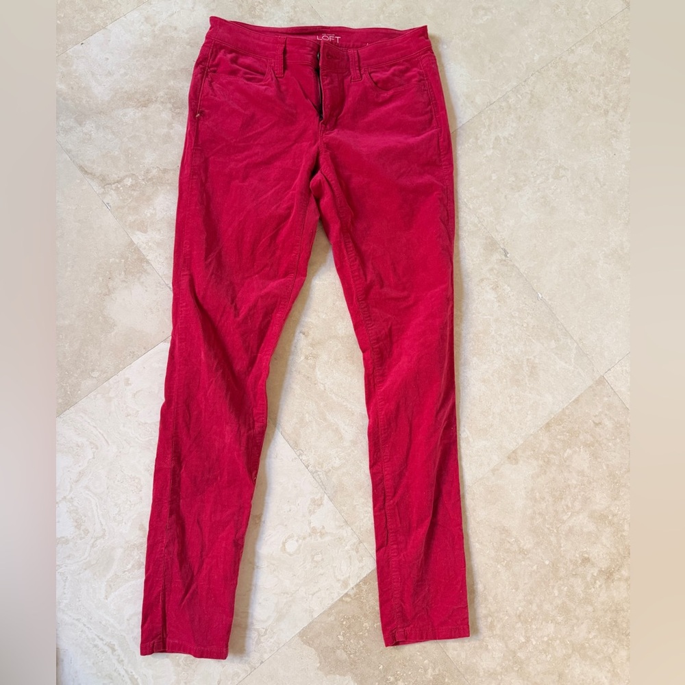 LOFT Red Slim Corduroy Pants - 26/2
